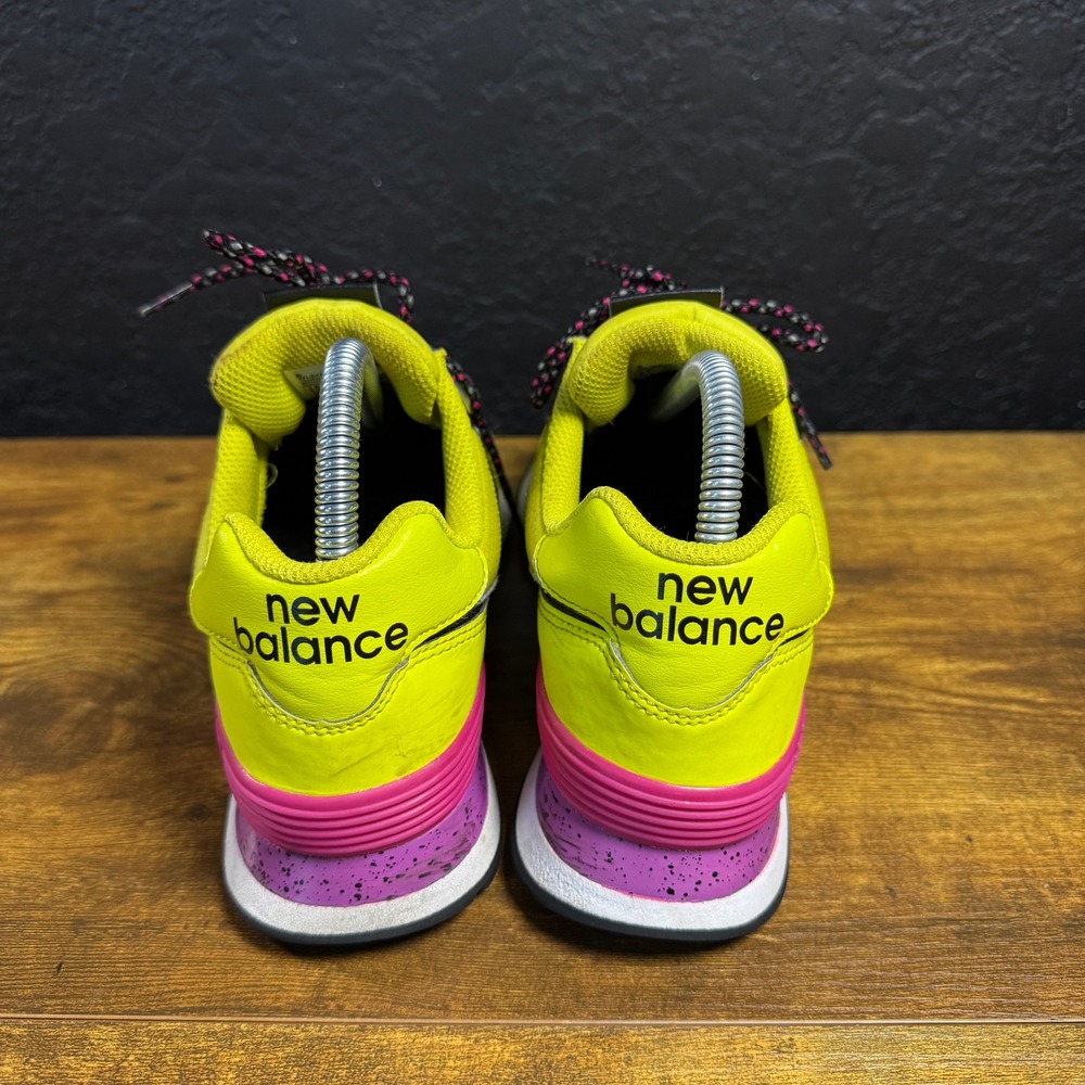 New Balance 574 WL574JOC Neon Yellow Synthetic Mesh Sneakers Womens 7.5 - Picture 4 of 6